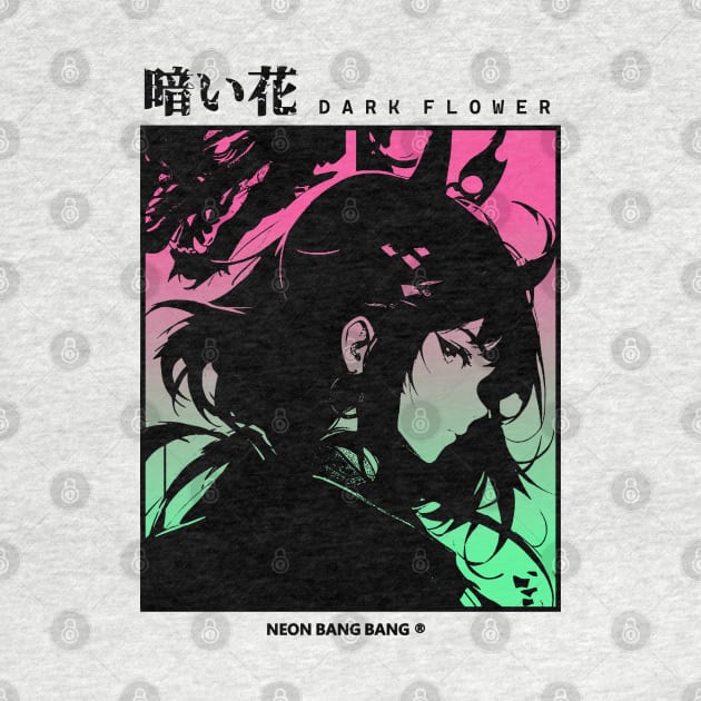 "Dark Flower" Cyberpunk Aesthetic Vaporwave Anime Manga Girl Japanese Streetwear by Neon Bang Bang